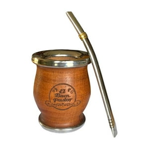 El Buen Pastor - Mate Tradicional Madera Algarrobo Con Bombilla