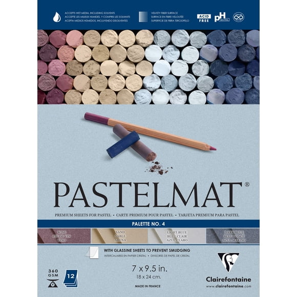 Paleta Pastelmat Pad Clairefontaine n.º 4, 18 x 24 cm, 360 g, 12 hojas