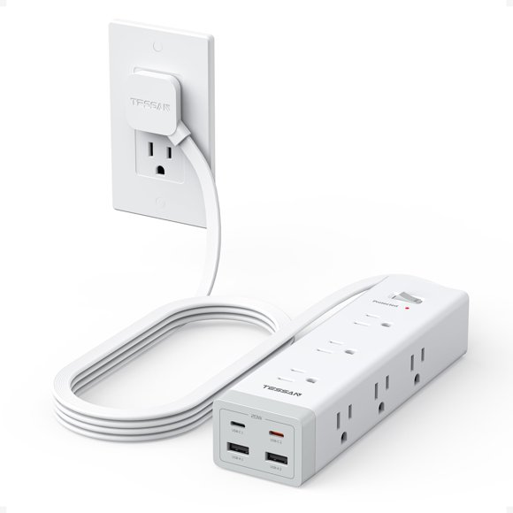 Regleta TESSAN 1875W 6 pies (1,8 m) 1050J USB‑C 20W gris