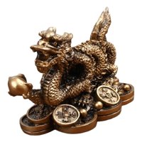 Bothyi - Feng Shui Chino Dragón Estatua Suerte Éxito Oficina Decoración Bronce