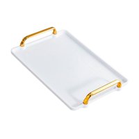 Magideal - Bandeja Para Servir Con Asa, Bandeja De Maquillaje, Bandeja De Té, Plato, Bandeja De Maquillaje Para Baño, Organizador De Mesa Para El Hogar, Centro D Blanco Medio
