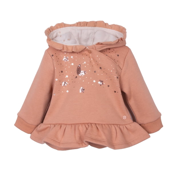 Polerón Bebé Niña Con Gorro y Lentejuelas Café