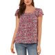 thumbnail image 1 of INSPIRE CHIC Blusa Floral de Mujer para el Día de San Valentín, Cuello Cuadrado Casual de Verano, Camisa de Chifón con Volantes y Manga Corta S Rojo Vino, 1 of 8