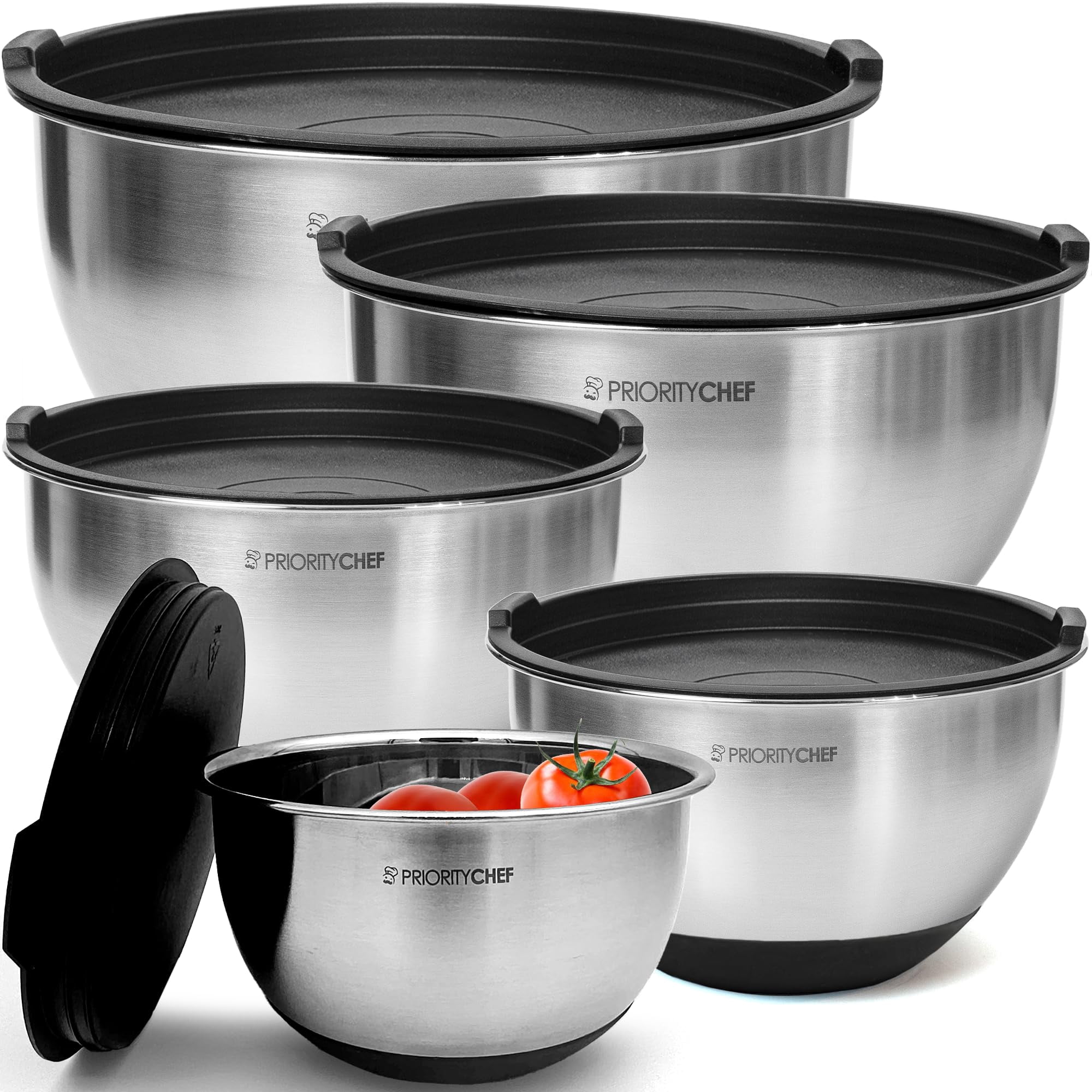 Juego De Cuencos Para Mezclar Priority Chef Premium De Acero Inoxidable 1,5/2/3/4/5 L