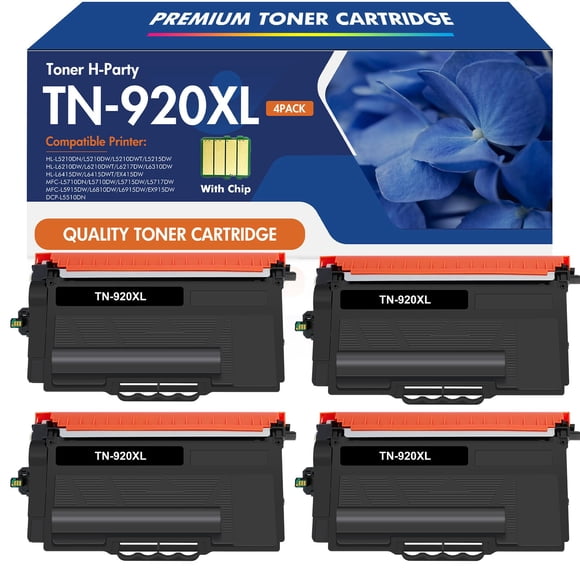 Tóner de tóner H-Party TN920 TN920XL negro de alto rendimiento, paquete de 4