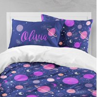 Milsleep - Juego De Cama Infantil Personalizado Outer Space Para Niña (Edredón O Funda Nórdica)
