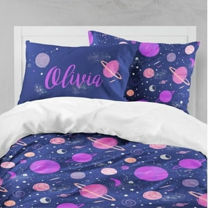 Milsleep - Juego De Cama Infantil Personalizado Outer Space Para Niña (Edredón O Funda Nórdica)