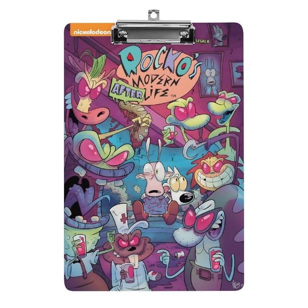 La Vida Moderna de Rocko Portapapeles de acrílico A4, tamaño carta estándar, carpeta con clip 31.8x 21.5CM para estudiantes, profesores y oficina