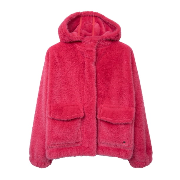 Polerón Niña Peludo Suave Rosado Oscuro