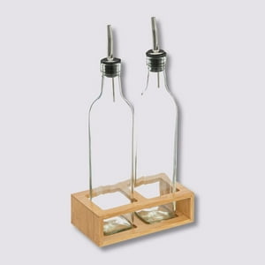 5Five - Set Botellas Para Aceite Y Vinagre De 0,5 Lt Incl. Soporte De Bambú