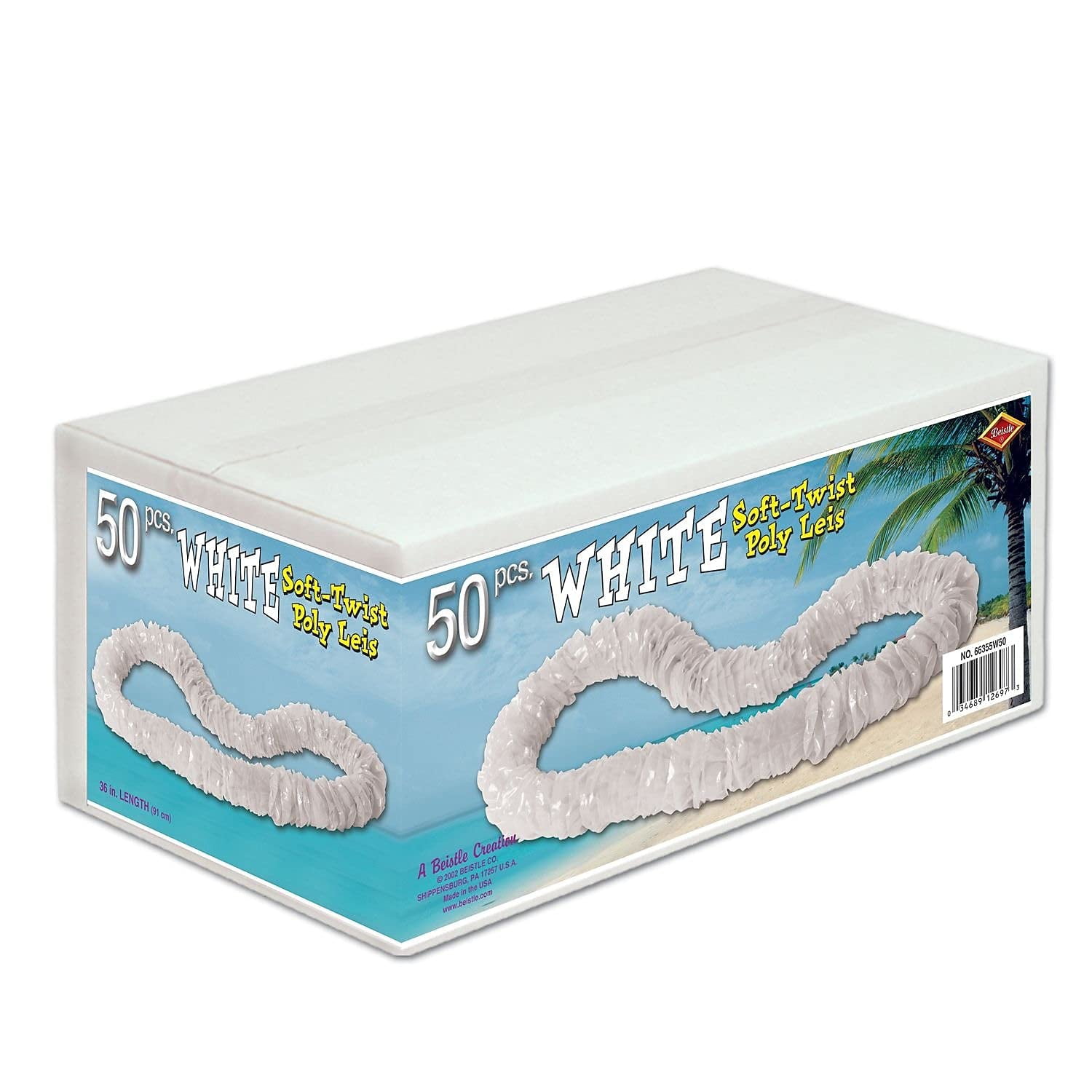 Polietileno Leis Beistle Soft-twist Con Caja Etiquetada (blanco) X50