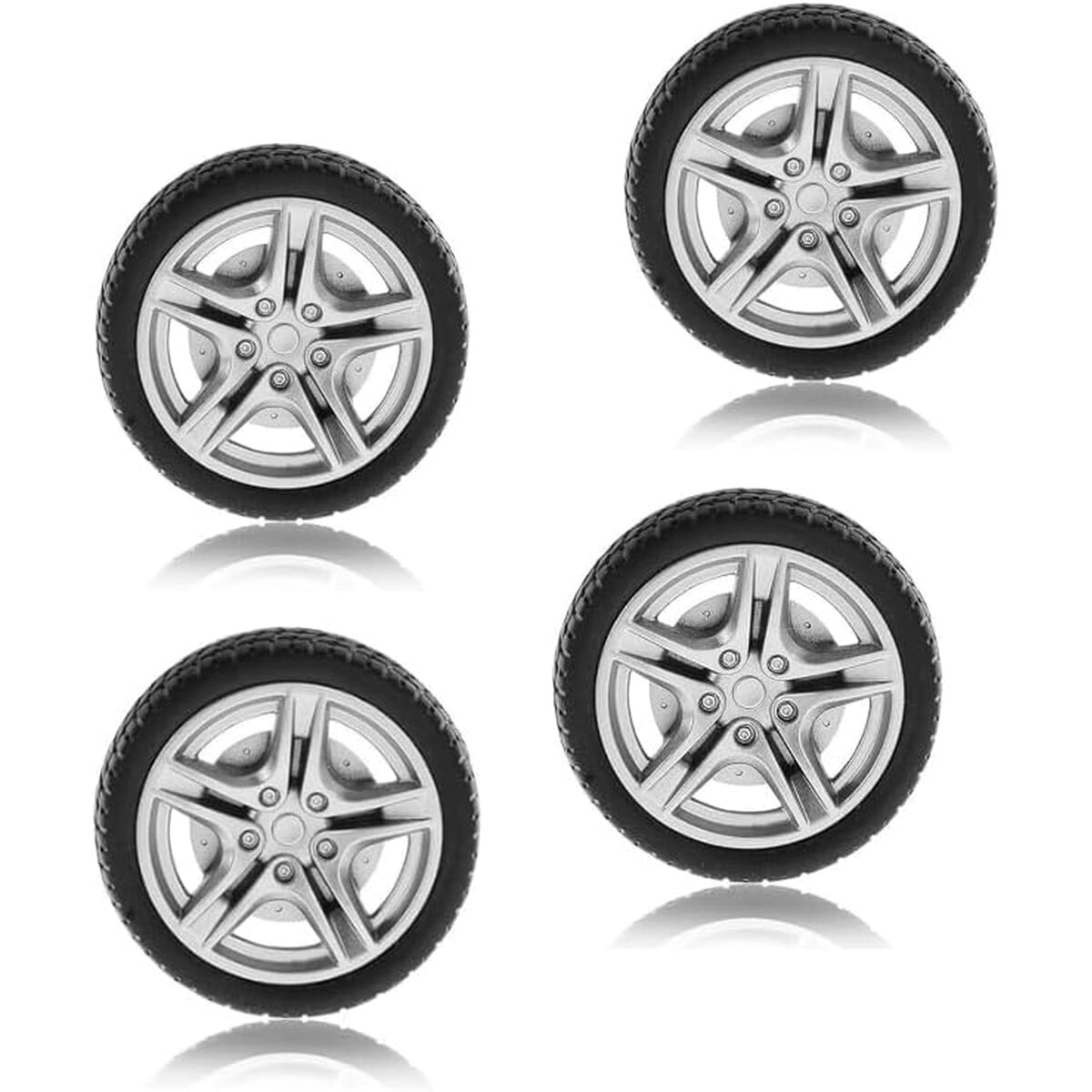 Ruedas Jinshining 48mm Goma Negra Para Autos Rc Pack 4