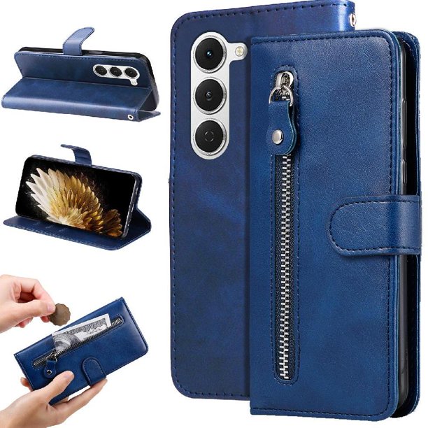 Funda con Cremallera para Tecno Spark 40 Pro, Carcasa Cartera de Cuero PU con Soporte y Tarjetero