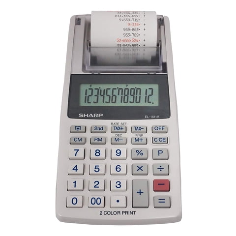 Calculadora De Impresión Sharp El-1611V Pantalla Lcd De 12 Dígitos