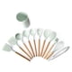 thumbnail image 1 of Utensilios de cocina de silicona, 12 piezas, sartén antiadherente, utensilios de cocina, espátula con mango de madera, cuchara sopera, raspador, traje, 1 of 5