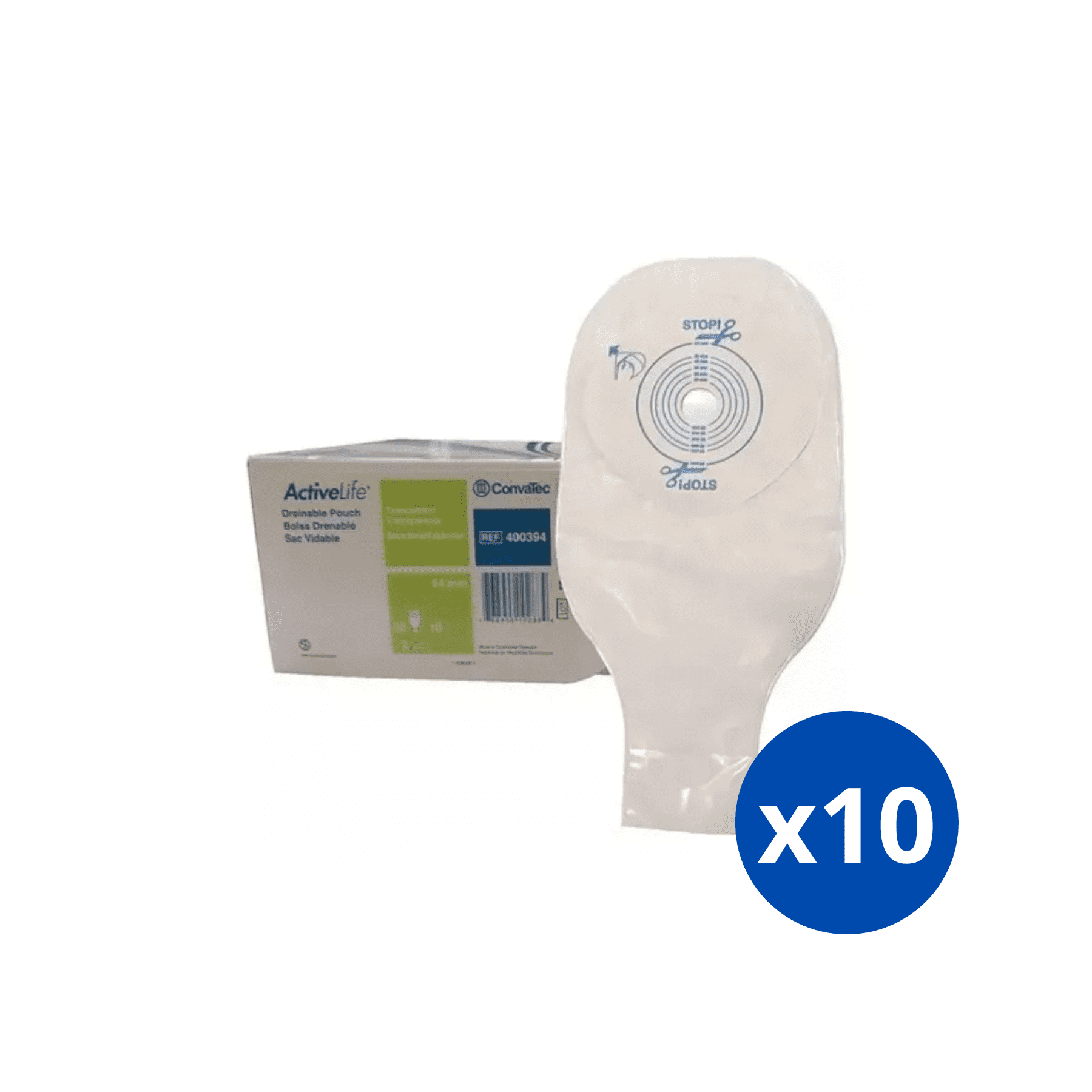 Pack X 10 Bolsas Ostomia Convatec 400394 Desechable 1 Pieza.