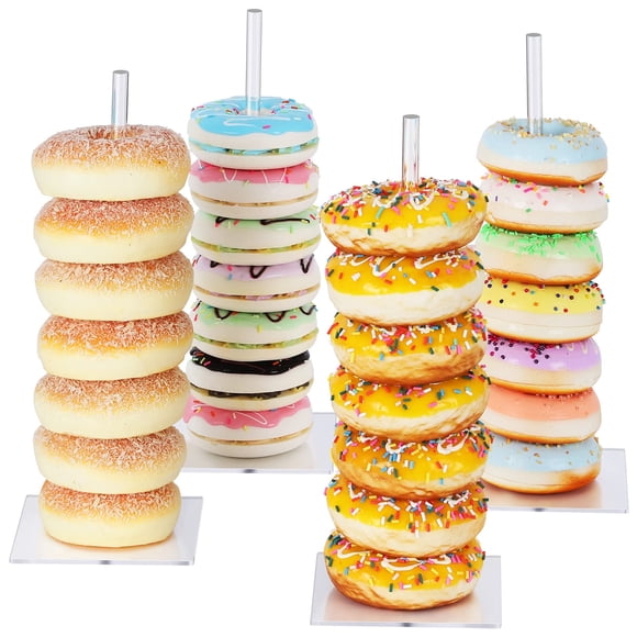 Soporte Acrílico Para Donuts Paquete De 4 Unidades 30 Cm Para Mesa De Postres