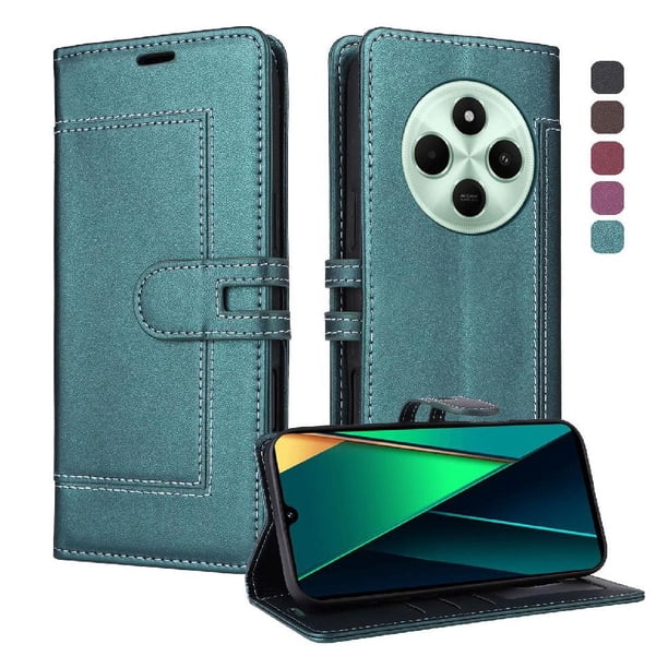Premium Wallet Case for Xiaomi POCO C75 with Card Slots & Kickstand, Flip Cover Green