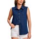 thumbnail image 1 of INSPIRE CHIC Camisa de Jean sin Mangas para Mujer con Botones y Cuello, Blusa de Mezclilla con Bolsillos, Talla M Azul Oscuro, 1 of 6