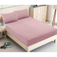 Genérico - Cubrecolchón Acolchado King + 2 Fundas De Cojín - Rosa