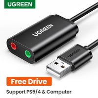 Ugreen - Adaptadpr De Audio Externa Usb-A/ 2Jack 3.5Mm M/2H (Audio Estereo + Mic) 15Cm Negro Us205