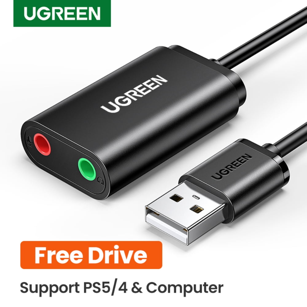 Ugreen - Adaptadpr De Audio Externa Usb-a/ 2jack 3.5mm M/2h (audio Estereo + Mic) 15cm Negro Us205