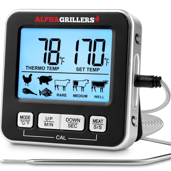 Termómetro Digital para Carne Alpha Grillers con Sonda y Temporizador para BBQ