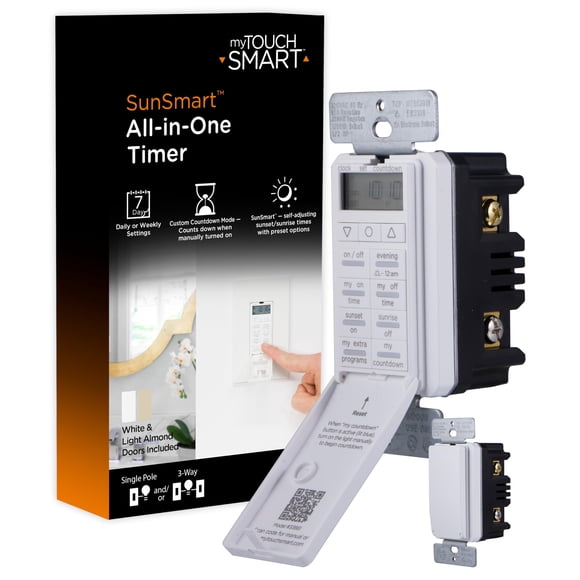 Temporizador Digital Empotrado myTouchSmart 33861 con Pantalla LED Retroiluminada y 8 Programas de Encendido/Apagado