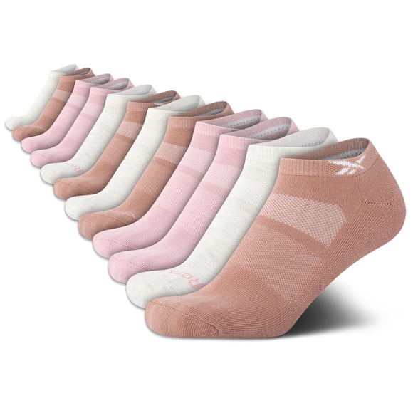 Calcetines Reebok de corte bajo para mujer, 12 unidades, Performance No Show Tan