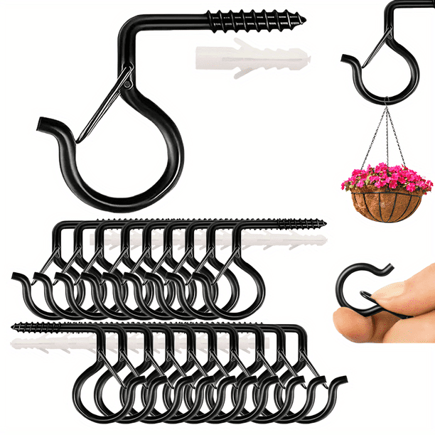 20/36pcs Q Hooks, Screw Hooks For Outdoor Lamp Posts, Christmas Lamp Posts, String Plants, Fairy Lights, Multi-purpose: For Hanging Plants, Chandeliers, Potted Plants, Birdhouses, Wind Chime Party Dec