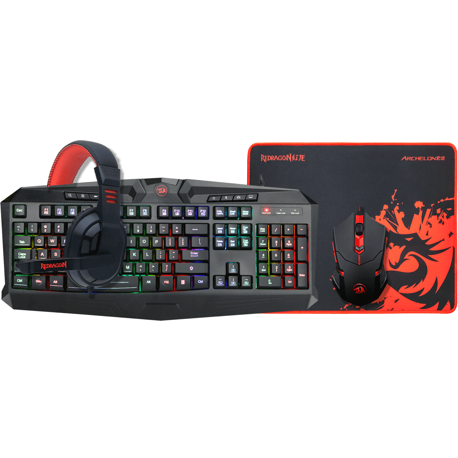 Redragon - Teclado + Mouse + Mouse Pad + Audífonos Gamer S101-ba