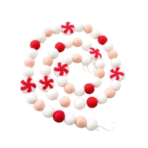 Bothyi - Guirnalda Navideña Con Pompones Rojos Y Blancos Para Celebraciones En La Repisa Del Restaurante