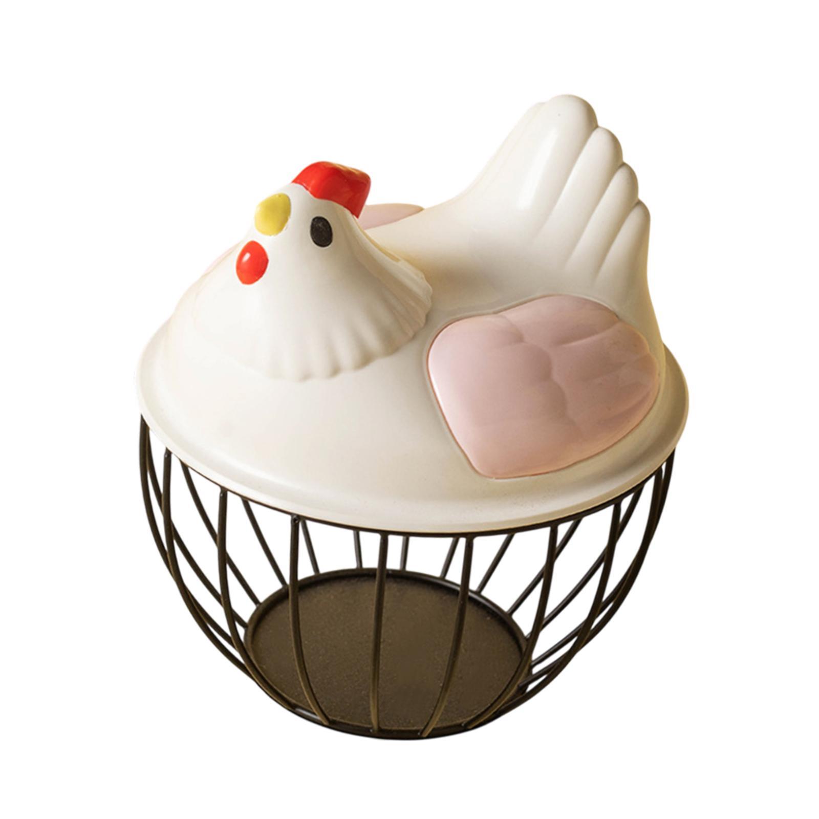 Bothyi - Cesta Para Huevos De Gallina, Bonita Cesta De Alambre De Metal Para Guardar Huevos De Gallina Para Encimera, Con Rayas Rosas Y Negras