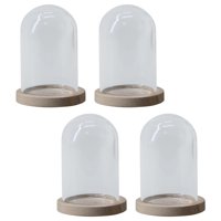 Magideal - Mini Cúpula De Cristal De 4 Piezas, Tarros De Plantas Y Flores Con Tapa, Cúpulas De Cristal Decorativas Para Decoración De Mesa De Fiesta , Base De Madera De Cúpula
