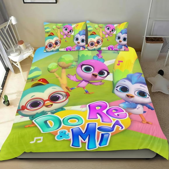 Juego de Funda de Edredón Temático Do Re Mi 3 Piezas 90x190 cm