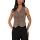thumbnail image 1 of INSPIRE CHIC Chaleco de Rayas sin Mangas con Cuello en V y Botones para Mujer con Cinturón Trasero para Trabajo y Casual M Café, 1 of 6