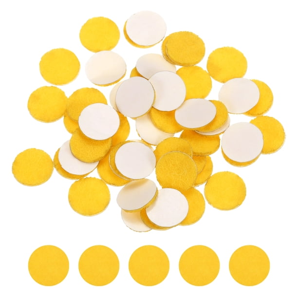 100 piezas de círculos de fieltro adhesivo, almohadillas de fieltro no tejido redondas de 1/2", amarillas