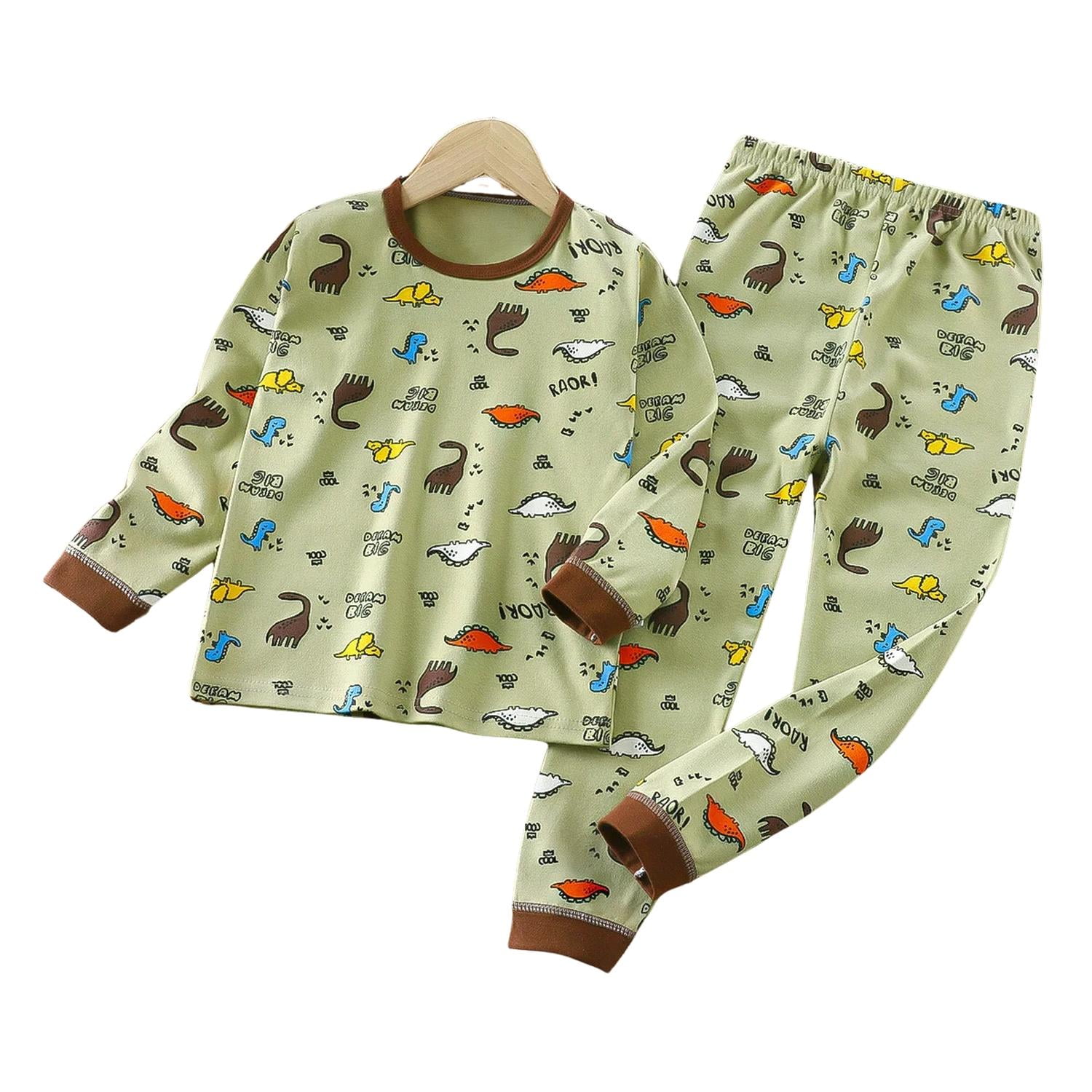 Kivara - Pijama Niño Infantil Manga Larga Algodon Verde Con Dinos Multicolor 18