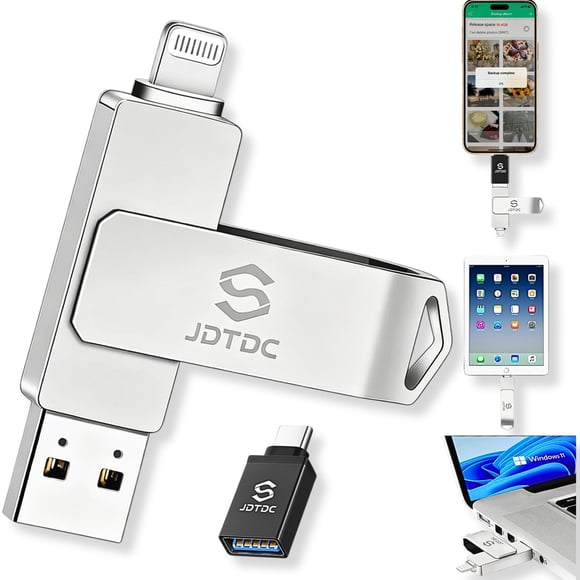 Memoria USB JSL JDTDC 128 GB 3-en-1 con certificación MFi