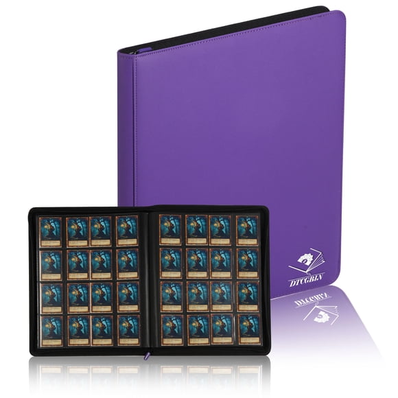 Carpeta para cartas coleccionables DTCGBIN de 16 bolsillos con cierre, morada