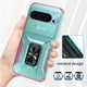 thumbnail image 3 of Funda Armada para Google Pixel 9 con Tapa Deslizante y Soporte Magnético Giratorio Verde, 3 of 5