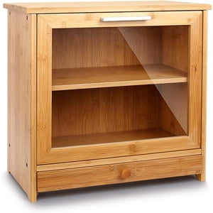 Wakshome - Panera Grande De Bambú Para Encimera De Cocina Contenedor De Pan De 2 Niveles