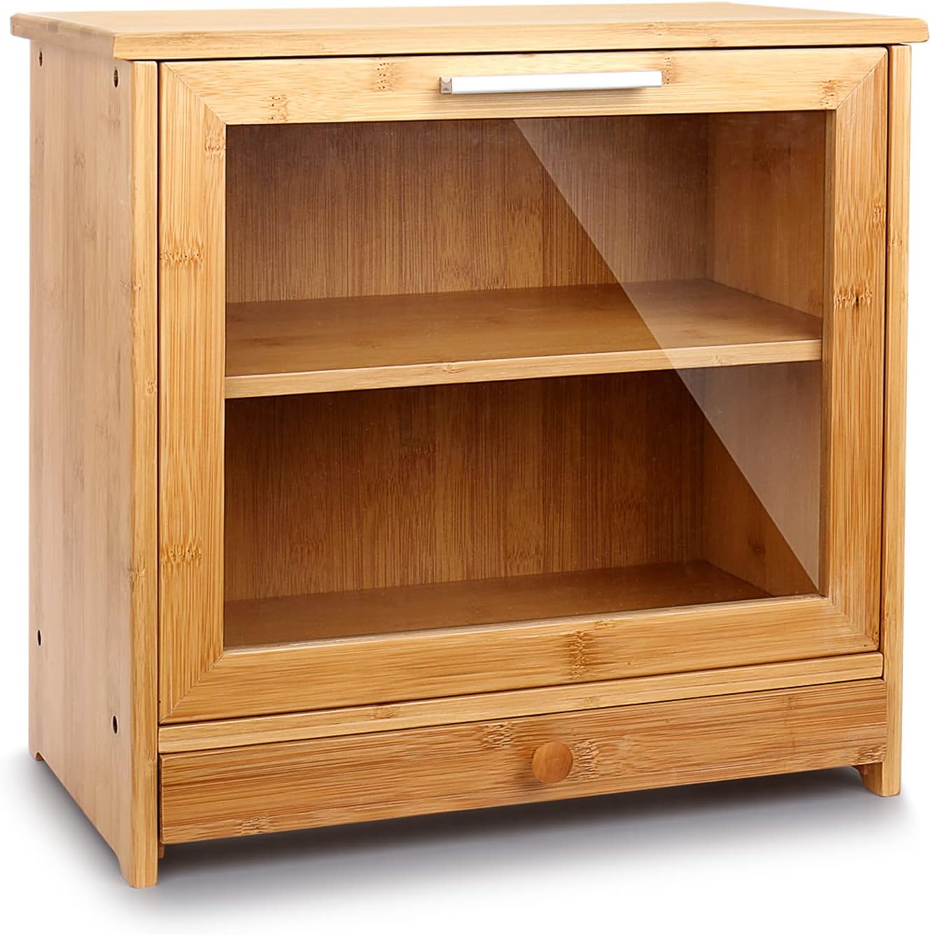 Wakshome - Panera Grande De Bambú Para Encimera De Cocina Contenedor De Pan De 2 Niveles