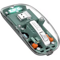 Veat00L - Mouse Inalámbrico Transparente, Mouse Bluetooth 5.3, Mouse Recargable Ergonómico Con Receptor Usb, Silencioso Click, Ratón 3 Modos(2.4G/5.2/5.2), Ratón Óptico Ajustable Dpi Ratón Para Portátil,Pc,Mac