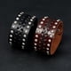 thumbnail image 4 of Xiao Hua unisex Pulsera Ancha de Cuero de Motocicleta punk rock con Remaches de metal Negro, 1 Pieza, 4 of 4
