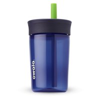 Vaso Owala Kids De Plástico Sin Bpa, 450 Ml, Con Pajita, Azul Marino Y Azul