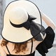 thumbnail image 4 of Sombrero de paja con lazo grande para mujer, gorra de playa grande, flexible, plegable y enrollable, sombrero para el sol, gorra de playa de verano con protección UV., 4 of 5