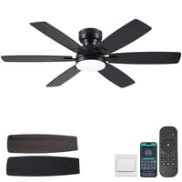 Ventilador De Techo Kviflon 52 Con Luces, Mando A Distancia, Color Negro