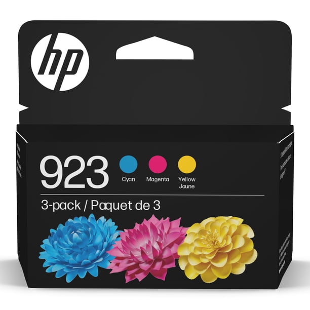 Cartuchos de tinta HP 923 cian/magenta/amarillo de rendimiento estándar, paquete de 3