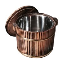 Magideal - Cubo De Arroz De Madera, Bañera Para Mezclar Arroz Con Tapa, Tazón Para Mezclar Arroz Duradero A La Moda, Tazón De Arroz Para Sushi Para Cocinar, Coci 20Cm B